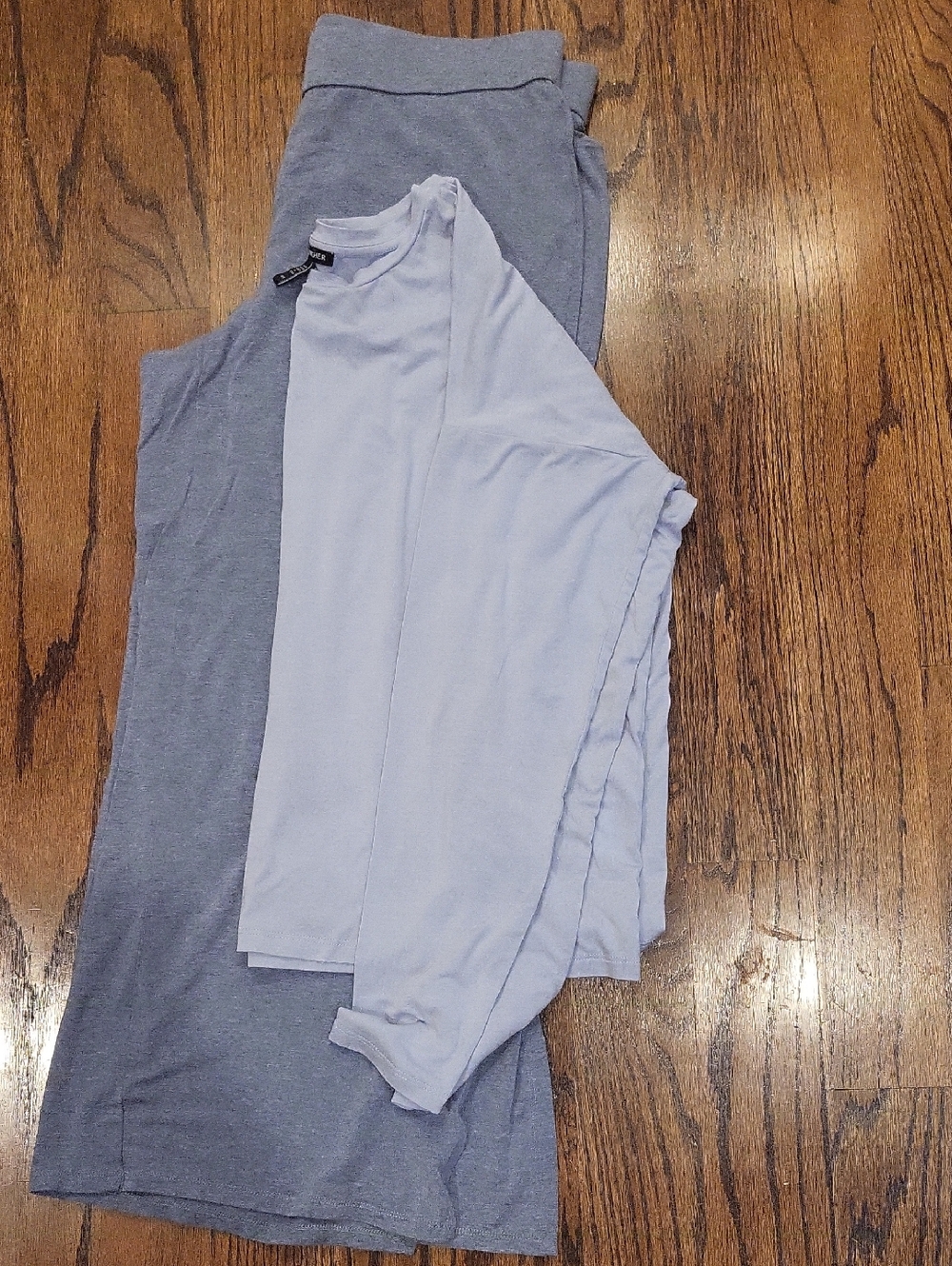 Eileen Fisher Heathered Light Blue Tee And Pants Set